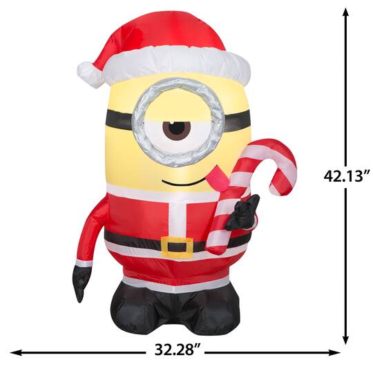 3.5ft. Airblown® Inflatable Universal Minion Stuart Licking Candy Cane Christmas Lights Décor
